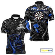 Load image into Gallery viewer, Blue Custom Cobra Snake Dart Shirts for Men Dart Team Jersey Dartboard Gifts Polo &amp; 1/4 Zip NNT162