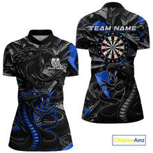 Load image into Gallery viewer, Blue Custom Cobra Snake Dart Shirts for Women Dart Team Jersey Dartboard Gifts Polo &amp; 1/4 Zip NNT162