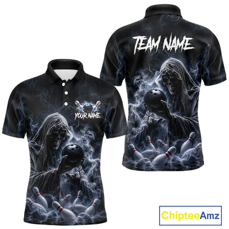 Custom Smoke Grim Reaper Bowling Team Jersey Bowling Shirts for Men Bowling Bowler League  HNT667