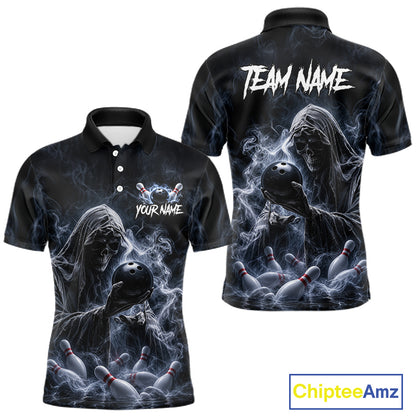 Custom Smoke Grim Reaper Bowling Team Jersey Bowling Shirts for Men Bowling Bowler League  HNT667