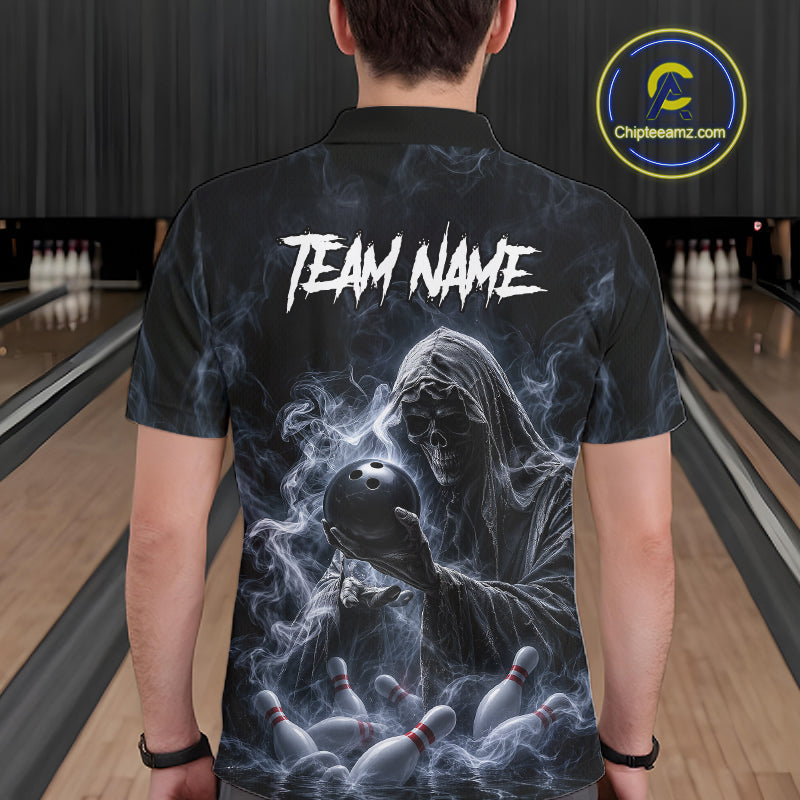 Custom Smoke Grim Reaper Bowling Team Jersey Bowling Shirts for Men Bowling Bowler League  HNT667