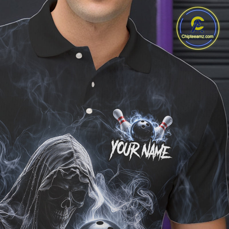 Custom Smoke Grim Reaper Bowling Team Jersey Bowling Shirts for Men Bowling Bowler League  HNT667
