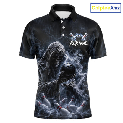 Custom Smoke Grim Reaper Bowling Team Jersey Bowling Shirts for Men Bowling Bowler League  HNT667