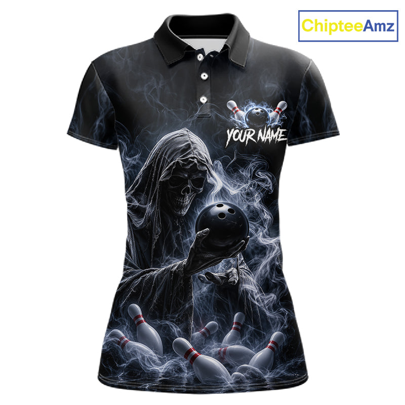 Custom Smoke Grim Reaper Bowling Team Jersey Bowling Shirts for Women Bowling Bowler League  HNT667
