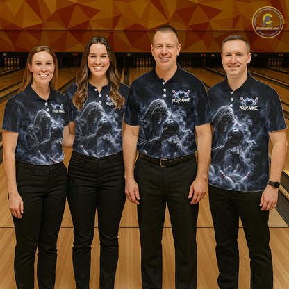 Custom Smoke Grim Reaper Bowling Team Jersey Bowling Shirts for Men Bowling Bowler League  HNT667