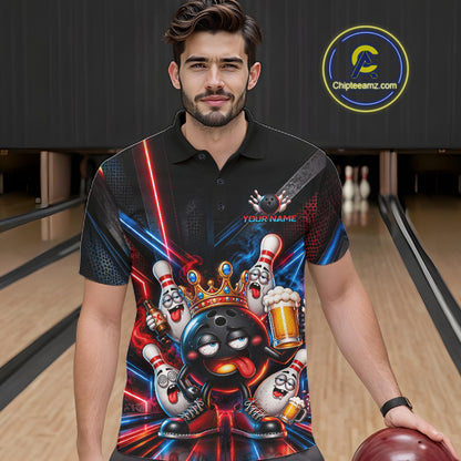 Custom Neon Funny Drunk Bowling Ball and Pins, Bowling Team Jersey Bowling Shirts for Men HNT669