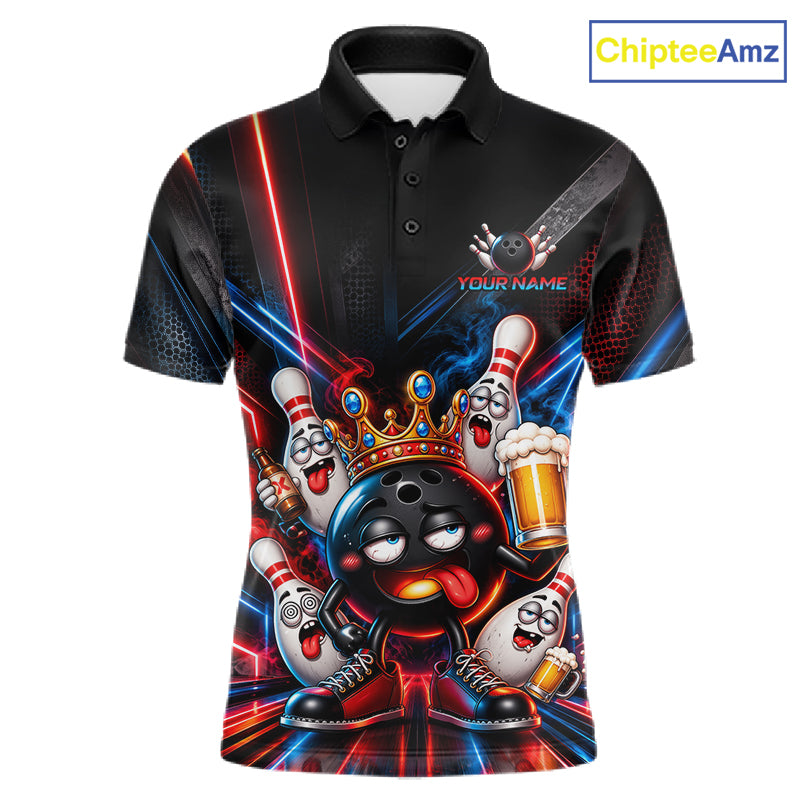 Custom Neon Funny Drunk Bowling Ball and Pins, Bowling Team Jersey Bowling Shirts for Men HNT669