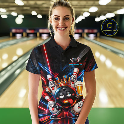 Custom Neon Funny Drunk Bowling Ball and Pins, Bowling Team Jersey Bowling Shirts for Women HNT669