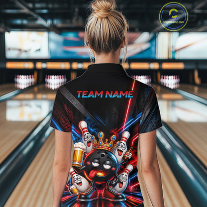 Custom Neon Funny Drunk Bowling Ball and Pins, Bowling Team Jersey Bowling Shirts for Women HNT669