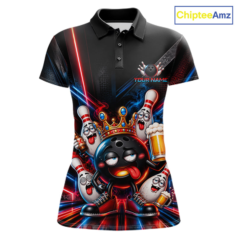 Custom Neon Funny Drunk Bowling Ball and Pins, Bowling Team Jersey Bowling Shirts for Women HNT669