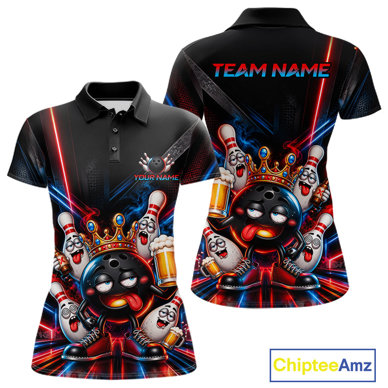 Custom Neon Funny Drunk Bowling Ball and Pins, Bowling Team Jersey Bowling Shirts for Women HNT669