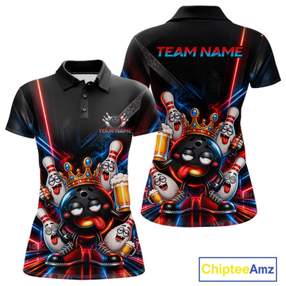 Custom Neon Funny Drunk Bowling Ball and Pins, Bowling Team Jersey Bowling Shirts for Women HNT669