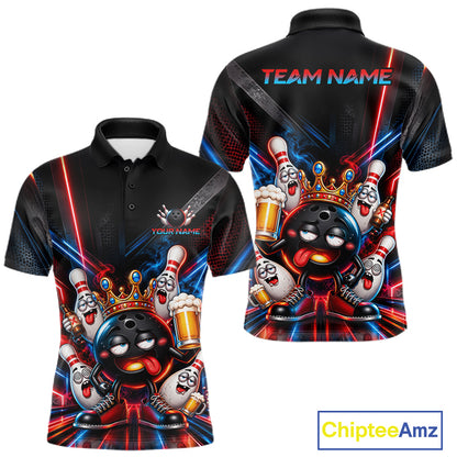Custom Neon Funny Drunk Bowling Ball and Pins, Bowling Team Jersey Bowling Shirts for Men HNT669