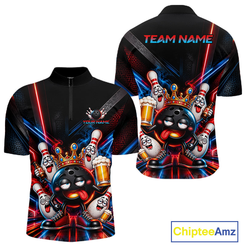 Custom Neon Funny Drunk Bowling Ball and Pins, Bowling Team Jersey Bowling Shirts for Men HNT669