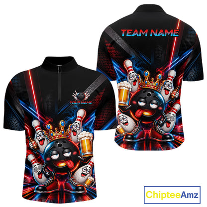 Custom Neon Funny Drunk Bowling Ball and Pins, Bowling Team Jersey Bowling Shirts for Men HNT669