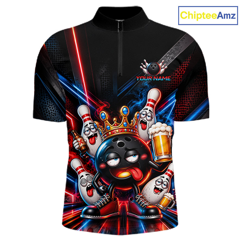 Custom Neon Funny Drunk Bowling Ball and Pins, Bowling Team Jersey Bowling Shirts for Men HNT669