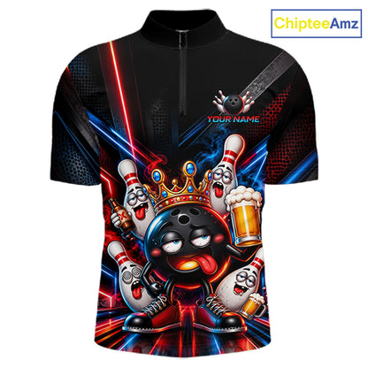 Custom Neon Funny Drunk Bowling Ball and Pins, Bowling Team Jersey Bowling Shirts for Men HNT669