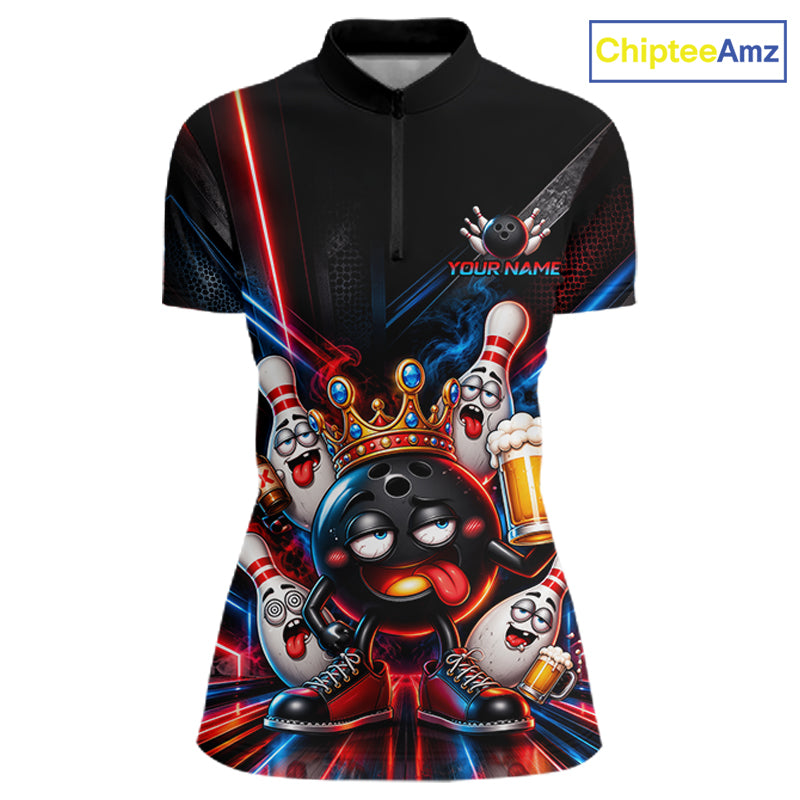 Custom Neon Funny Drunk Bowling Ball and Pins, Bowling Team Jersey Bowling Shirts for Women HNT669