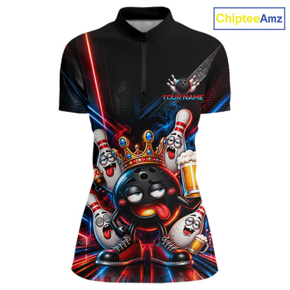Custom Neon Funny Drunk Bowling Ball and Pins, Bowling Team Jersey Bowling Shirts for Women HNT669