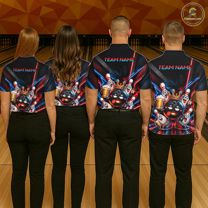 Custom Neon Funny Drunk Bowling Ball and Pins, Bowling Team Jersey Bowling Shirts for Women HNT669
