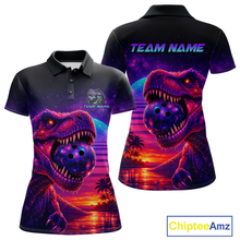 Load image into Gallery viewer, Custom Retro Galaxy Dinosaur Bowling Jersey for Women Bowling Shirts for Team Polo &amp; 1/4 Zip HNT245