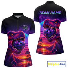 Load image into Gallery viewer, Custom Retro Galaxy Dinosaur Bowling Jersey for Women Bowling Shirts for Team Polo &amp; 1/4 Zip HNT245