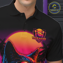 Load image into Gallery viewer, Custom Funny Cat Retro Sunset Bowling Jersey for Men Bowling Uniform Bowling Team Shirts HNT279