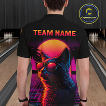 Load image into Gallery viewer, Custom Funny Cat Retro Sunset Bowling Jersey for Men Bowling Uniform Bowling Team Shirts HNT279