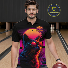 Load image into Gallery viewer, Custom Funny Cat Retro Sunset Bowling Jersey for Men Bowling Uniform Bowling Team Shirts HNT279