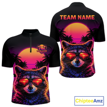 Load image into Gallery viewer, Custom Funny Raccoon Retro Sunset Bowling Jersey for Men Bowling Uniform Bowling Team Shirts HNT280