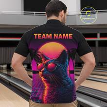 Load image into Gallery viewer, Custom Funny Cat Retro Sunset Bowling Jersey for Men Bowling Uniform Bowling Team Shirts HNT279