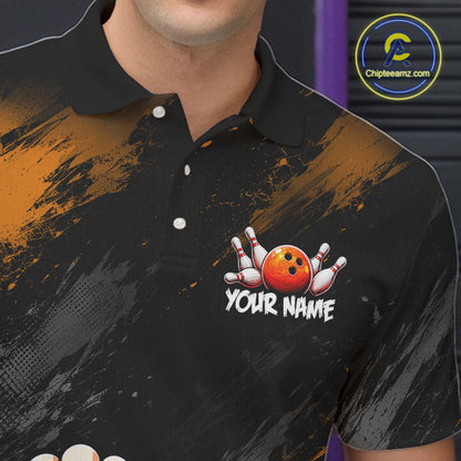 Orange Funny Turkey Chicken Custom Bowling Team Shirts For Men Thanksgiving Bowling Gifts HNT521