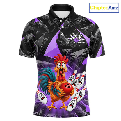 Custom Purple Chicken Bowling Jerseys For Men Bowling Team Jerseys Bowling for Bowlers HNT604