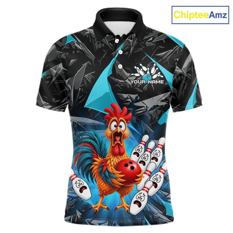 Custom Turquoise Chicken Bowling Jerseys For Men Bowling Team Jerseys Bowling for Bowlers HNT604