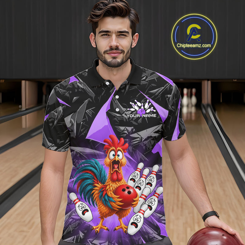 Custom Purple Chicken Bowling Jerseys For Men Bowling Team Jerseys Bowling for Bowlers HNT604