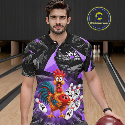 Custom Purple Chicken Bowling Jerseys For Men Bowling Team Jerseys Bowling for Bowlers HNT604