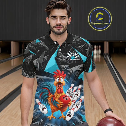 Custom Turquoise Chicken Bowling Jerseys For Men Bowling Team Jerseys Bowling for Bowlers HNT604