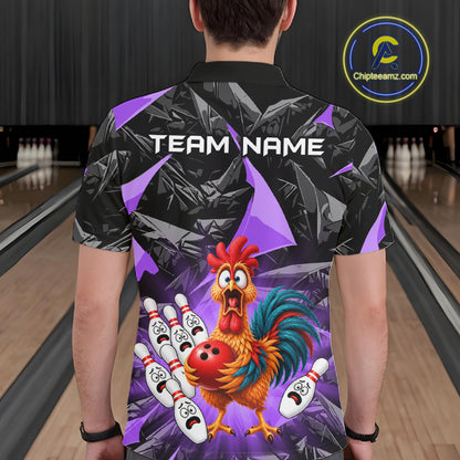 Custom Purple Chicken Bowling Jerseys For Men Bowling Team Jerseys Bowling for Bowlers HNT604