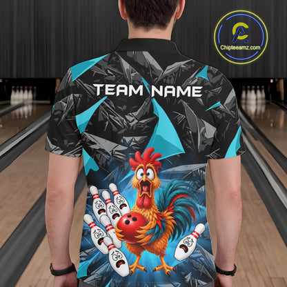 Custom Turquoise Chicken Bowling Jerseys For Men Bowling Team Jerseys Bowling for Bowlers HNT604