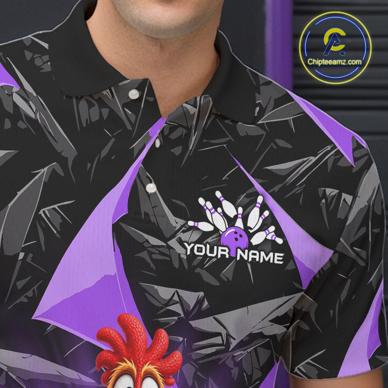 Custom Purple Chicken Bowling Jerseys For Men Bowling Team Jerseys Bowling for Bowlers HNT604