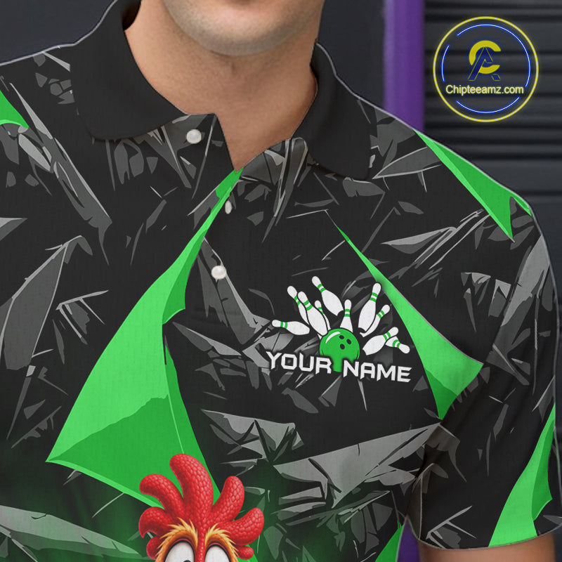 Custom Green Chicken Bowling Jerseys For Men Bowling Team Jerseys Bowling for Bowlers HNT604