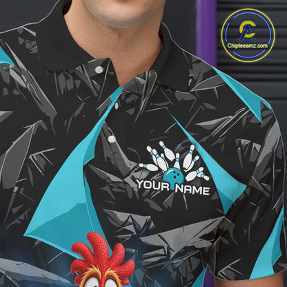 Custom Turquoise Chicken Bowling Jerseys For Men Bowling Team Jerseys Bowling for Bowlers HNT604