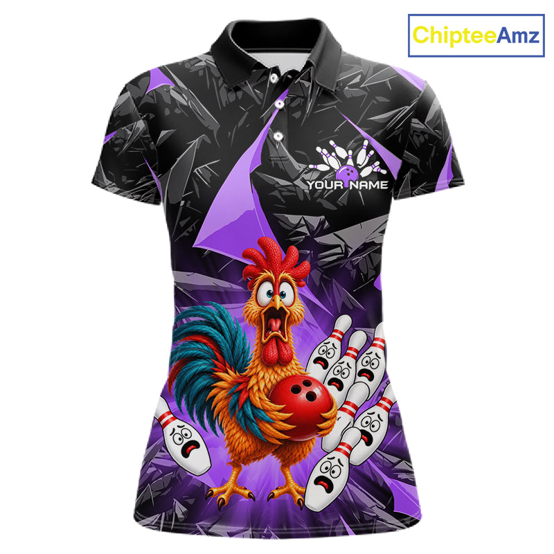 Custom Purple Chicken Bowling Jerseys For Women Bowling Team Jerseys Bowling for Bowlers HNT604