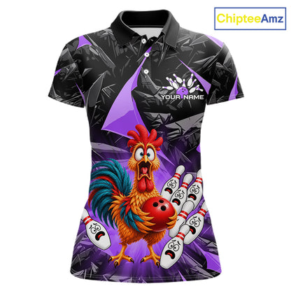 Custom Purple Chicken Bowling Jerseys For Women Bowling Team Jerseys Bowling for Bowlers HNT604