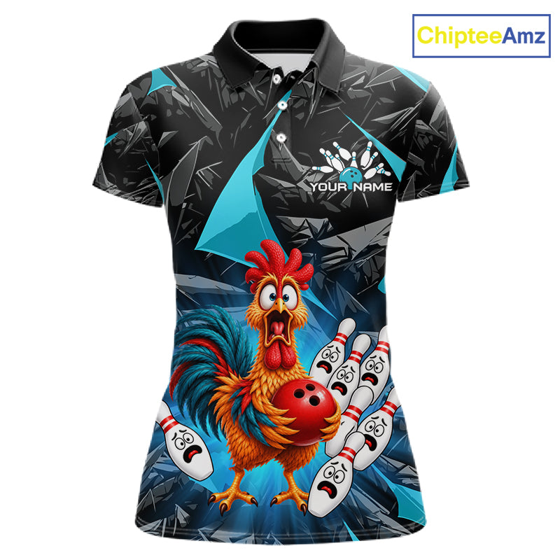 Custom Turquoise Chicken Bowling Jerseys For Women Bowling Team Jerseys Bowling for Bowlers HNT604