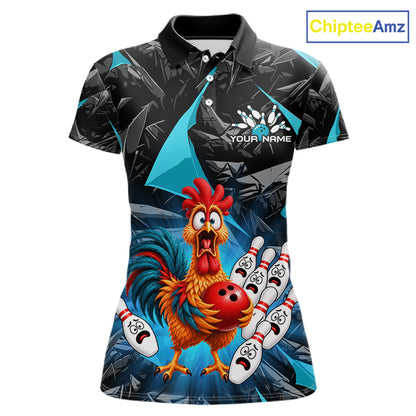 Custom Turquoise Chicken Bowling Jerseys For Women Bowling Team Jerseys Bowling for Bowlers HNT604