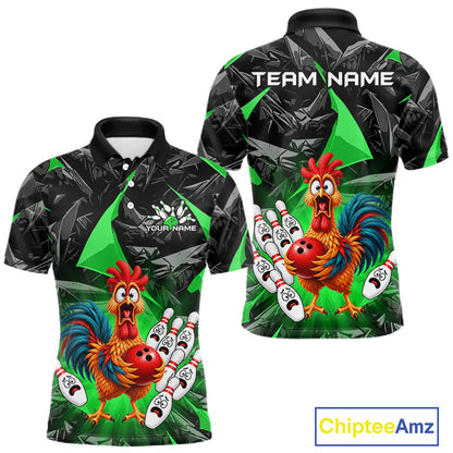 Custom Green Chicken Bowling Jerseys For Men Bowling Team Jerseys Bowling for Bowlers HNT604