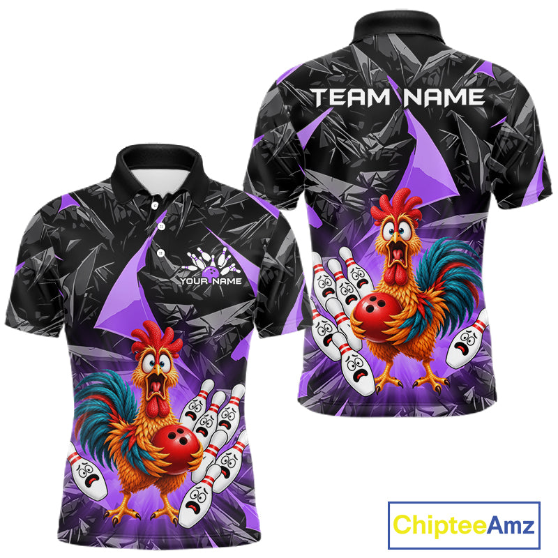 Custom Purple Chicken Bowling Jerseys For Men Bowling Team Jerseys Bowling for Bowlers HNT604