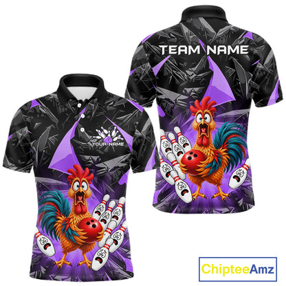 Custom Purple Chicken Bowling Jerseys For Men Bowling Team Jerseys Bowling for Bowlers HNT604