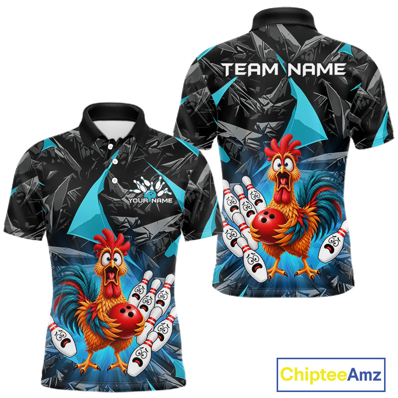 Custom Turquoise Chicken Bowling Jerseys For Men Bowling Team Jerseys Bowling for Bowlers HNT604